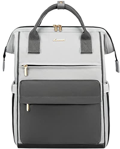 LOVEVOOK Schulrucksack Mädchen Teenager Jungen, Wasserdichter Rucksäcke Klein Damen mit 15,6 Zoll Laptopfach & USB Ladeanschluss, Anti Diebstahl Tagesrucksack für Schule Uni Reise Arbeit, Grau Blau