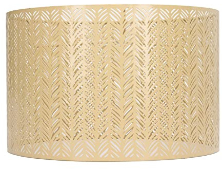 Hyuduo Metall Lampenschirm, Gold, Hohl Tannenblatt Design, E27 E14 Sockel, 25 cm Durchmesser, 16 cm Höhe, für Tischlampen und Deckenleuchten