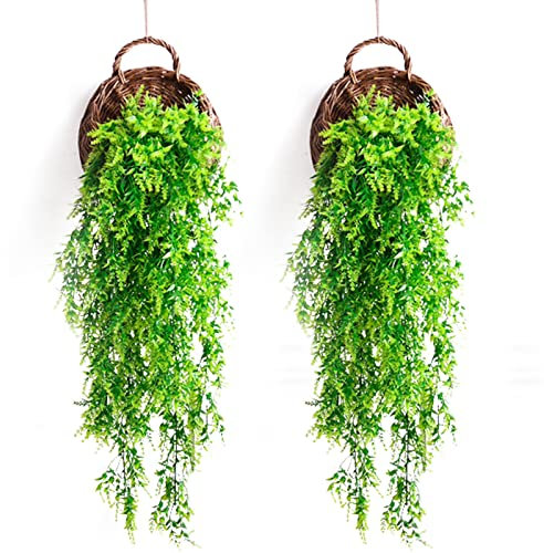 2 Pezzi Fiore Artificiale di Erba di Malto Artificial Hanging Plants Pianta da Appendere Artificiale Stanze di Famiglia Giardini Decorazione Interna Ed Esterna per Tutte Le Stagioni