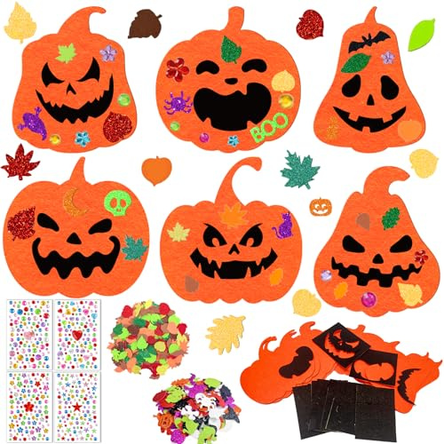 JOYEASE Halloween Basteln Kinder, 12 Stück DIY Kürbis Bastelset, Halloween Deko Kinder Geschenke