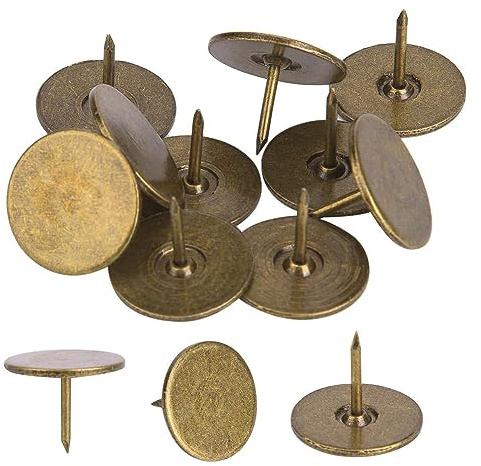 100 Uds. Tachuelas de Clavos para Tapicería, Pasador de Dibujo de Clavo para Muebles de Cabeza Plana de Estilo Vintage de Bronce para decoración de Puerta de Sofá de Muebles(19 x 15mm)