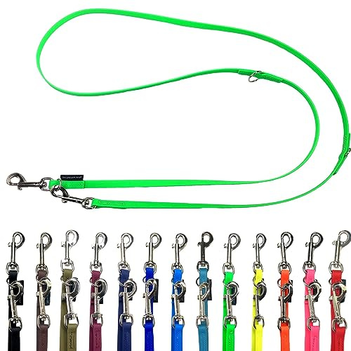 Biothane Hundeleine kleine Hunde/große Hunde verstellbar 2m / 2,40m / 2,80m / 3,50m / 5m SILBERNER Haken 9mm / 13m,m / 16mm (2m X 9mm, Neongrün)