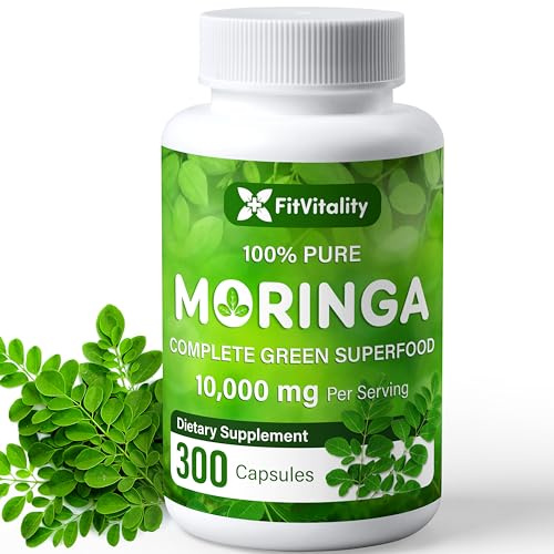 Moringa Capsules | 300 Capsules | Moringa Oleifera | 100% Pure & Natural | Non-GMO and Gluten Free Supplement | Complete Green Superfood | Moringa Leaf Extract