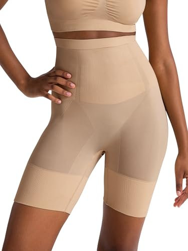 Dorina Shapewear, trosor för kvinnor, trosor med mage, bygelbyxor, rumplyft, remtrosor, absolut skulpterad, High Waist Thigh Slimmer Shorts-beige, XXL