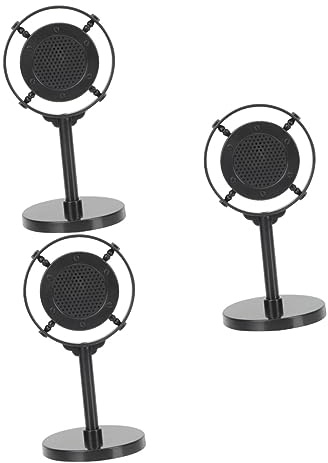 Toyvian 3pcs Vintage Microphone Model Prop Simulated Microphone Props for Photo Fake for Bar Desktop Decor Movie Models