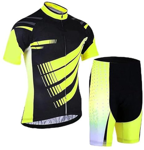 Herren Radtrikot Set Fahrrad Kurzarm Set + Männer Radhose mit 9D Sitzpolster MTB Fahrradbekleidung Schnell Trocknend Atmungsaktiv Fahrradbekleidung (A-2,XXL)