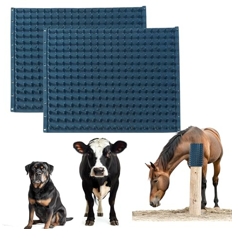 homcare Pferd Kratzmatte 2er-Set, 42 x 33 cm, Kratzbrett, weiche Massage-Matte für Pferde, Kühe, Ziegen, Hunde und Nutztiere, Blau