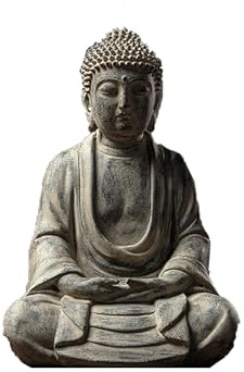 ZIMOIN Estatua de Buda de jardín vintage, estatua de Buda fina para jardín, patio, estatua de jardín al aire libre con acabado gris antiguo (A)