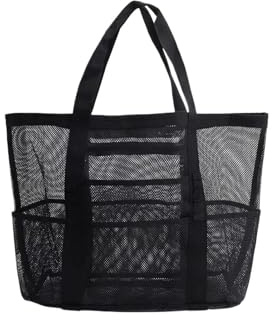 CCAIPU Bolsa de playa grande de rejilla, bolso plegable con compartimentos y cremallera para vacaciones en la playa y compras