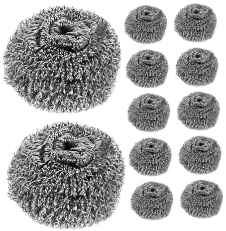 HOMOCONO 12 Pack Dish Scrubbers Steel Scrub Brush Set Kitchen Scrubbers for Dishes Ovens Pots Scratch Brushes Stainless Steel Sponge