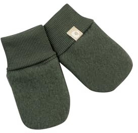 Dilling Fäustlinge aus natürlicher Merinowolle für Babys - Waldgrün Einheitsgröße