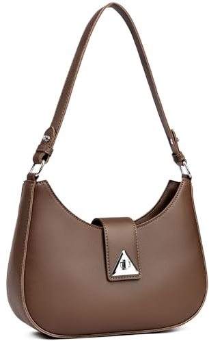 Travistar Handtasche Damen Klein Elegant Schultertasche Damen PU Leder Hobo Bag Y2k Tasche Satteltasche Aesthetic Abendtasche Clutch mit Reißverschluss Coole Braun Umhängetasche für Teenager Mädchen