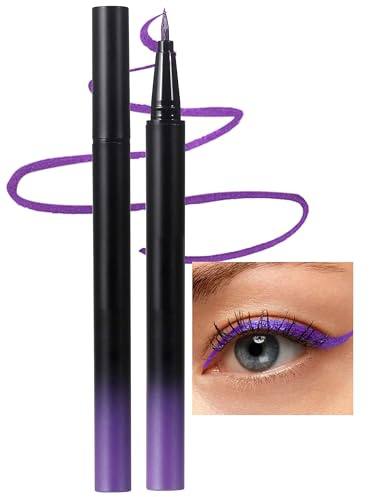 Erinde Lila Liquid Glitter Eyeliner, Flüssiger Glitzer Eyeliner, #Purple | Metallic Pearlescent Eye Liner Pencil, Shimmer Augen Makeup Wasserfest, Langlebiger Sparkling Lidschattenstift