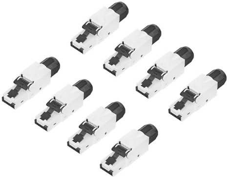 FGB Conector de red RJ45 sin herramientas, contactos chapados en oro, conector CAT 6a, conector LAN para cable Ethernet 10 Gbps UTP CAT 6a/6/5, 8 unidades