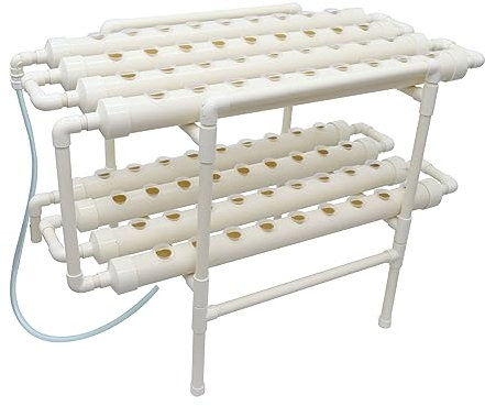 PTSZNGS Hydroponisches Anbausystem, 72 Pflanzen, Hydroponik-Anbauset, 2 Schichten, 4 Reihen, 8 Rohre, Pflanzsystem mit 110-V-Wasserpumpe, Pflanzschwamm und Schlauch für den Gemüseanbau, Weiß