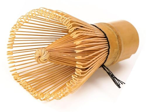 LATRAT Batidor de bambú para té matcha, escoba matcha, herramientas de fabricación para polvo de matcha, whisk matcha, 64 prongs