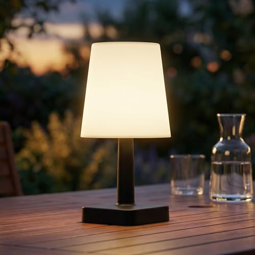 INSPINOVIA Solar Tischlampe | Kompakte Outdoor Tischleuchte mit An/Aus-Schalter für Garten, Balkon oder Terrasse | Brenndauer ca. 6-8 Stunden