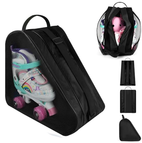 flintronic Bolsa para Patines, Mochila para Patines en Linea, Bolsa Patines 4 Ruedas con Correa de Hombro Ajustable, 3 Compartimentos, Mochila Patines Roller para Niños Mujeres, Hombres