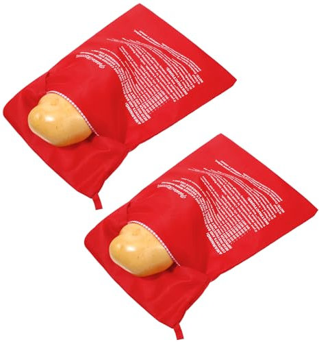 2 PCS Red Microwave Potato Bag, Reusable Baked Potato Bags, Baked Potatoes Express Microwave Steam Bags for Perfectly Cooked Potatoes