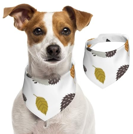 Herbstlaub Igel, Hundehalstücher, Baumwoll-Haustierschal, verstellbare Lätzchen für Haustiere,M