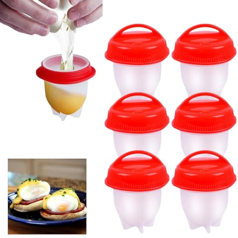 Molyorch 6 hervidores de huevos sin cáscara, sin cáscara, de silicona, para huevos duros y blandos