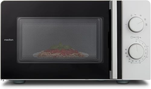 MEDION Mikrowelle klein (17 Liter, 700 Watt kompakt und platzsparend, 5 Mikrowellenstufen, Auftaufunktion, Timerfunktion, MD12211) light grau [MODELL 2025]