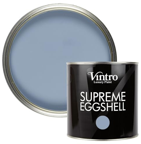 Vintro Paint | Eggshell Paint | for Walls | Wood | Trim | Satin Furniture Paint | Interior & Exterior Use. (Blue - Morocco, 2.5 Litres)