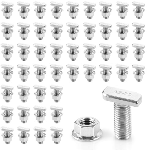 48 Tornillos Cabeza Martillo M10 x 25 mm con Tuercas, Acero Inoxidable 304, Pernos para Ranura T y perfiles de Aluminio