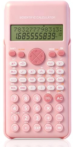 lohey Scientific Calculator, 240 Functions LCD Maths Calculator with Sliding Protective Cover, School Calculators for Office Home Business Teachers (Pink)