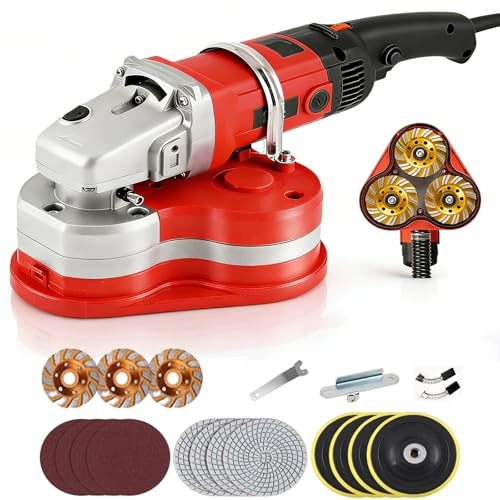 Lucidatrice Elettrica Diamantata Da 3800 W, 6 Velocità, Tripla Testa, Per Cemento, Metallo, Pietra, Cemento, Mattoni, Levigatura Superficiale, Rimozione Di Resina Epossidica, Roccia(Standard package)