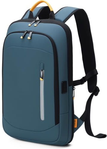 Lekespring Laptop Backpack for Men, 15.6 Inch Slim Business Travel Backpack | with USB Charging Port, Expandable Water-resistant Lightweight Computer Bag, Light Blue