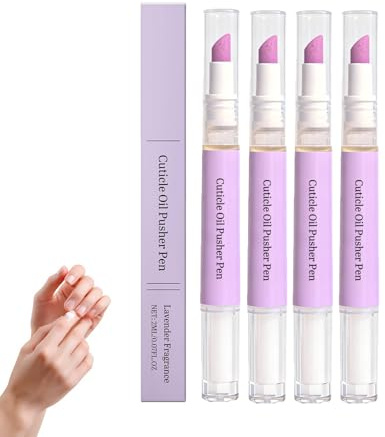Lápiz de aceite para cutículas 2 en 1 con punta de cerámica, eliminador de cutículas líquido, para reparar uñas secas y dañadas, lápiz de aceite para uñas y cuidado de uñas (4 unidades)