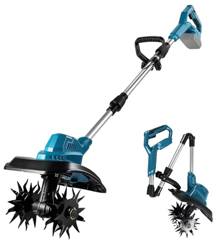 Akku Bodenhacke Motorhacke für Makita 18V (ohne Akku), 22cm Arbeitsbreite | 17cm Tiefe, 500W Bürstenloser Motor, 48 Stahlzinken Robuste, Leichte Elektro-Gartenfräse für Beete Hochbeete Gemüsegarten