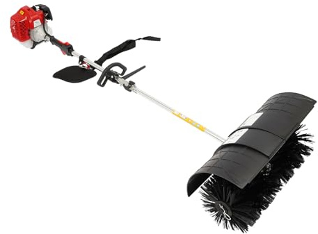 Balayeuse manuelle à essence avec grande tête de brosse de 60 cm, balai de nettoyage moteur portable pour cour, terrasse, chemin, feuilles, saleté, neige, jardin, commerce