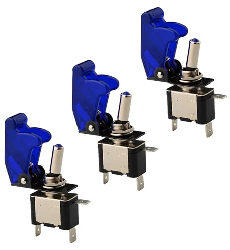 CESFONJER LED Anzeige Wippschalter, KFZ Blau Kippschalter Schalter, 12V 20A Auto KFZ Schalter SPST Wippschalter Ein/Ausschalter Blau (3 Pcs)