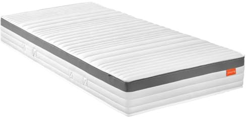sleepling 196310 Premium 1000er Federkernmatratze | Taschenfederkern Matratze | 7-Zonen | Kaltschaumauflage | Klimaband | Wendegriffe | Made in EU | Ökotex | Härtegrad 2 | 140 x 200 x 23 cm, weiß