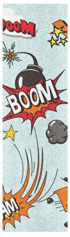 Mnsruu Niedliches Boom-Graffiti-Wort Skateboard Griffband Sandpapier Griptape Rutschfestes Blasenfrei Blatt 1 Stück Longboard Aufkleber Scooter 22,9 x 83,8 cm