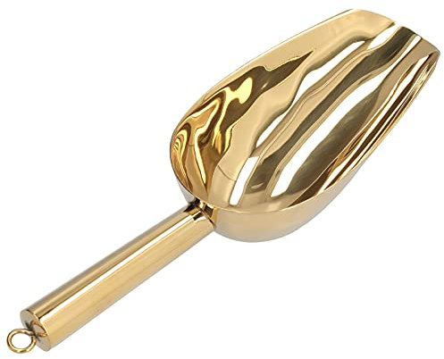 Ice Scooper, Stainless Steel Metal U Shaped Sturdy Food Grade Ice Bucket/ice Maker Ice Cream Scoop for Home Hotel Restaura (Gold)