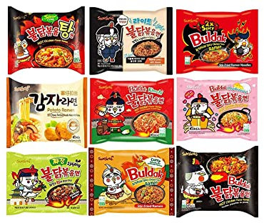 Samayng Assorted Top Spicy Ramen Instant Noodles Challenge (Pack of 5), 5 Different Flavours, Carbonara Included