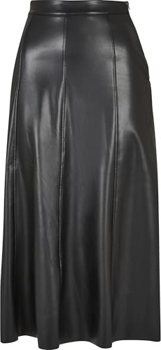 Urban Classics Jupe Midi en Cuir synthétique, Noir, L Femme