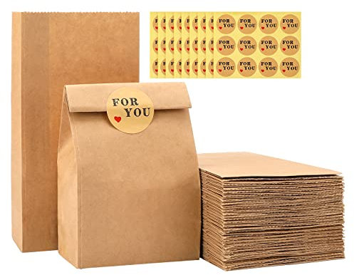 jijAcraft Papiertüten 100 Stück Braun - 9 x 6 x 18CM Geschenktüten Braun Tüten Geschenkverpackung Adventskalender tüte Basteln Kraftpapier Geschenktüte