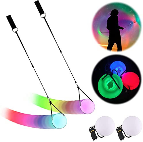 Anyingkai LED Poi Bälle,Led Glow Poi Kugeln,2 PCS Led Glow Poi Balls,Jonglierbälle Leuchtend,Poi Kinder Set,POI Jonglierbälle,Poi Bälle Kinder,POI Spielzeug,Leucht Pois
