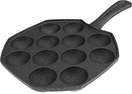 DOITOOL Pan 12 Molds Cast Iron Non-Stick Baking Tray for Making Aebleskiver Octopus Pancake and Meatball Grill Plate