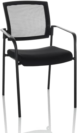 hjh OFFICE Silla de Visita Meet B Tela/Malla Negra Estructura de 4 Patas Silla apilable tapizada con reposabrazos, apilable, 820031