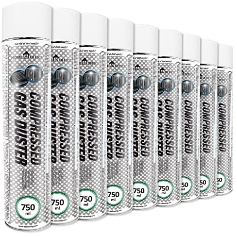 AABCOOLING 9x750 ml Home&Office Compressed Gas Duster - tryckluft för rengöring av dator, tangentbord och annan kontorsutrustning, rengöring av bärbara datorer, PC-rengöringssats, aerosoldammare, K2