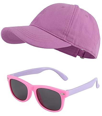 MK MATT KEELY baseballmössa pojk- och flicksolglasögon barn 3-10 år 2-pack bomull snapbackkeps sommar solskydd tillbehör, lila, one size
