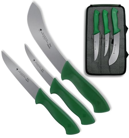 DON CARLOS Schlachtmesser/Metzgermesser Set Rind & Rotwild, extrem scharf, Canva-Tasche - schnittfest, Stechmesser, Ausbeinmesser, Abhäutemesser