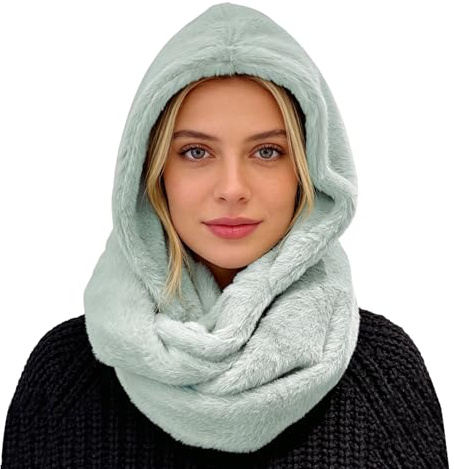 Lina & Lily Kapuzenschal Damen Winter Loop Schal aus Kunstfell