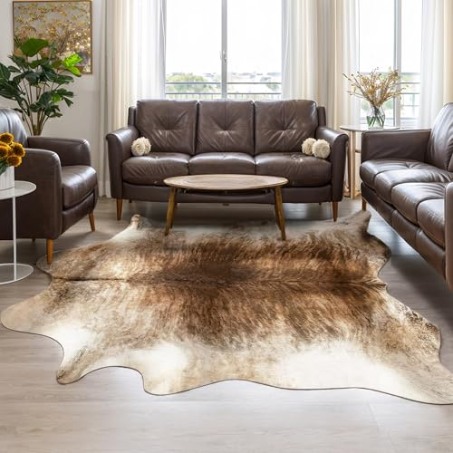 AROGAN Western Decor Kunstfell-Teppich aus Rindsleder, hochwertige Tierhaut, Kuhfell-Teppich, strapazierfähige Kuhfell-Teppiche für Wanddekoration, Western-Bodenteppich für Schlafzimmer, Wohnzimmer,