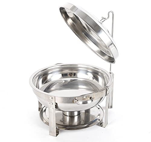 WDRENTOOL 7.5 Litre Round Chafing Dish Stainless Steel Food Warmer Heat Container Buffet Party
